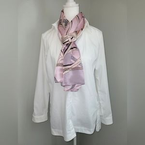 Palmero Silk Scarf , MSRP $260, Equestrian Theme,Pink, Gray, Lilac, Brown